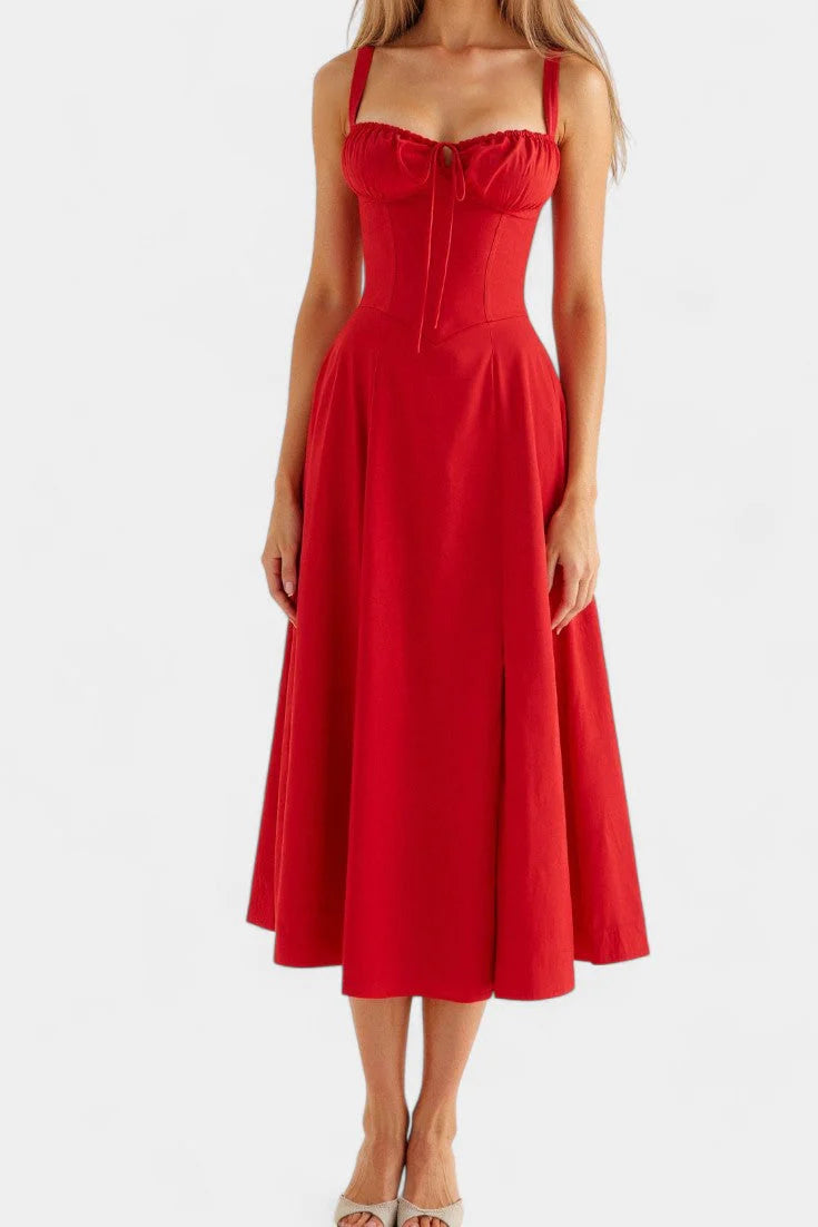 Flora Vestido Midi A-Line con Corsé