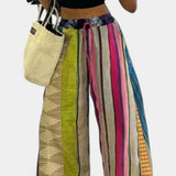 Claudine Pantalones Casual de Pierna Ancha con Estampado a Rayas