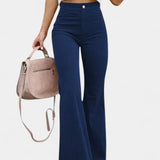 Kiara Pantalones de Terciopelo de Pierna Ancha de Cintura Alta