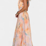Alaia Vestido con Estampado Aquarelle y Cuello Halter