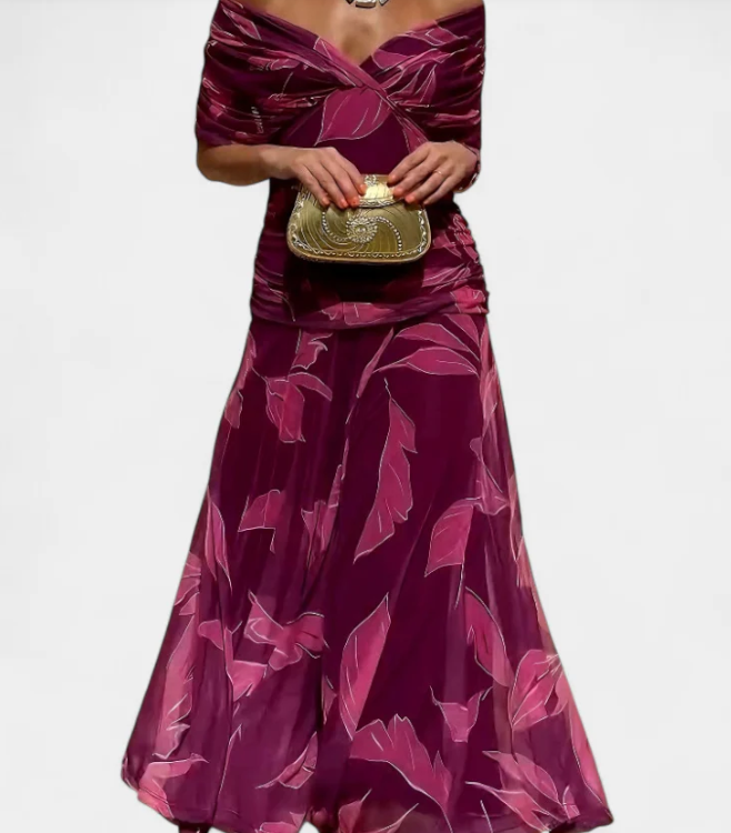 ALONDRA VESTIDO LARGO CON ESTAMPADO FLORAL FANTASÍA Y ESCOTE EN V