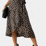 Camila Falda Envolvente Boho con Estampado Asimétrico