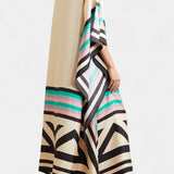 Elenora Caftán Geométrico de Corte Amplio con Tejido Butterfly Mesh