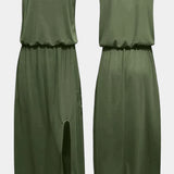 Dianne Vestido Sin Mangas con Abertura Lateral y Silueta Holgada