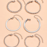 Conjunto de Pulseras de Cadena Cubana de 6 Piezas