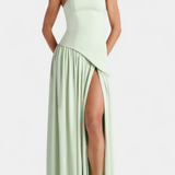 CELAENA VESTIDO MAXI OFF SHOULDER DE CHIFFON CON ABERTURA LATERAL