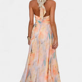 Alaia Vestido con Estampado Aquarelle y Cuello Halter