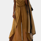 Donatila Mono de Algodón Lavado con Aberturas Laterales y Escote Cruzado