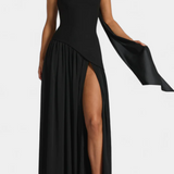 CELAENA VESTIDO MAXI OFF SHOULDER DE CHIFFON CON ABERTURA LATERAL