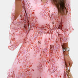 Besa Vestido Mini Floral Impreso con Silueta Fluida