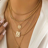 Collar de Colgante Geométrico de Cadena de Metal