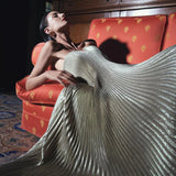 Andreia Vestido Sin Mangas de Corte A con Pliegues