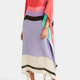 Elenora Caftán Geométrico de Corte Amplio con Tejido Butterfly Mesh