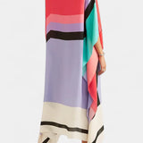 Elenora Caftán Geométrico de Corte Amplio con Tejido Butterfly Mesh