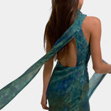 Moana Vestido en Chiffon con Estampado Inspirado en Monet