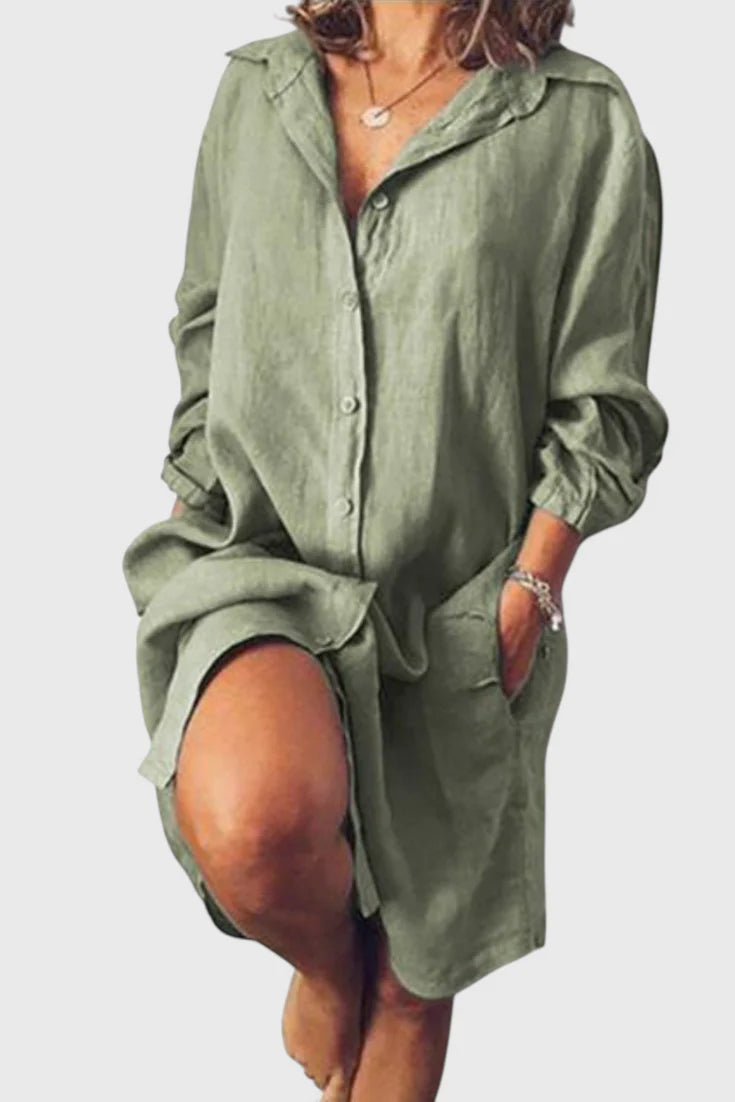 Marlene Vestido Camisa de Lino Longline