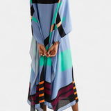 Elenora Caftán Geométrico de Corte Amplio con Tejido Butterfly Mesh