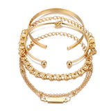 Juego de Pulseras de Cadena de Metal de 4 Piezas