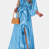 Joelle Vestido Maxi Arcoíris con Escote en V y Manga Murciélago