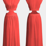 Jocelyn Conjunto Largo Minimalista con Escote Alto y Abertura Lateral