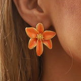 Pendientes Vintage con Flor de Esmalte