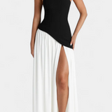 CELAENA VESTIDO MAXI OFF SHOULDER DE CHIFFON CON ABERTURA LATERAL