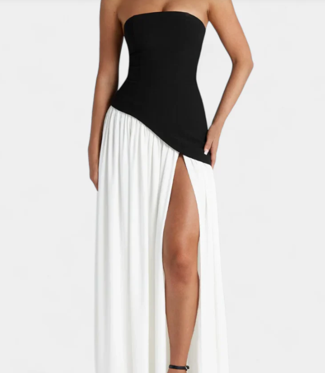 CELAENA VESTIDO MAXI OFF SHOULDER DE CHIFFON CON ABERTURA LATERAL