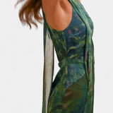 Moana Vestido en Chiffon con Estampado Inspirado en Monet