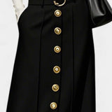 Ada Falda de Botones Suelta con Bolsillos y Estilo Urbano