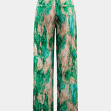 Inna Pantalones Rectos de Cintura Alta con Estampado de Mármol