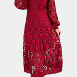 Jovie Vestido Midi de Encaje Bordado con Cuello Alto