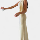 Hope Vestido Maxi Drapado de Un Hombro
