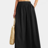 Yora Falda A-Line de Algodón con Cintura Elástica y Bolsillos