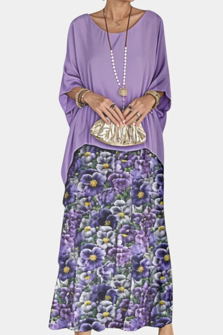 Caroline Vestido Maxi de Batwing con Estampado