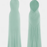 TRINITY VESTIDO HALTER AJUSTADO CON FRUNCIDO Y ESPALDA DESCUBIERTA