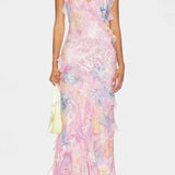 Fawn Vestido Maxi con Volantes Florales