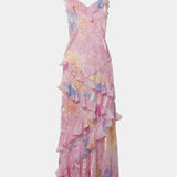 Fawn Vestido Maxi con Volantes Florales