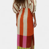 Alison Vestido Suave con Escote Frontal y Mangas Abullonadas