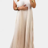Manuela Vestido Sin Mangas con Pliegues y Cintura Alta