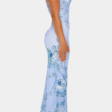 Iris Vestido de Encaje Floral Azul