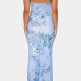 Iris Vestido de Encaje Floral Azul