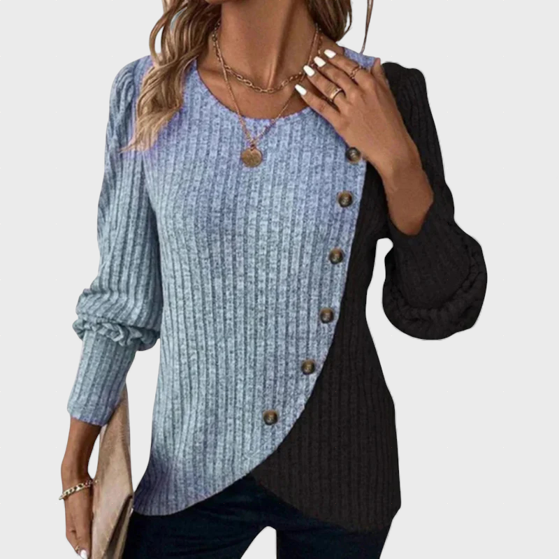 Kaia Elegante Camisa De Punto Con Botones De Manga Larga