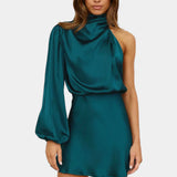 Mara Vestido Mini Drapado de Un Hombro