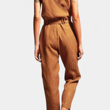 Maggie Mono Sin Mangas con Escote en V y Cintura Cruzada en Algodón