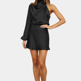 Mara Vestido Mini Drapado de Un Hombro