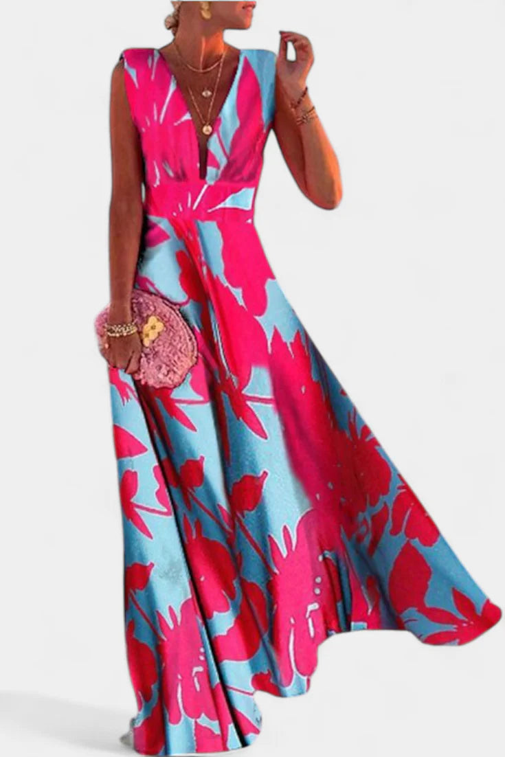 Salma Vestido A Línea con Estampado Minimalista y Cuello en V