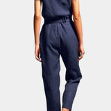 Maggie Mono Sin Mangas con Escote en V y Cintura Cruzada en Algodón