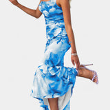 Abigail Vestido Largo de Floral con Una Sola Manga