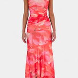 Abigail Vestido Largo de Floral con Una Sola Manga