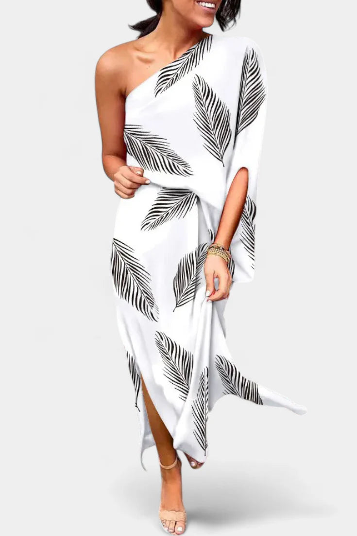 Carlena Vestido de Un Hombro con Estampado Romántico